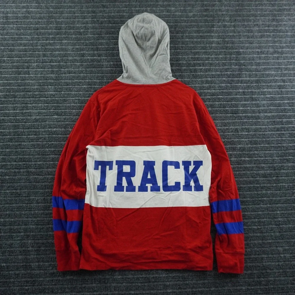 Polo Ralph Lauren Hooded T-Shirt Mens Small Red Colorblock Track Graphic